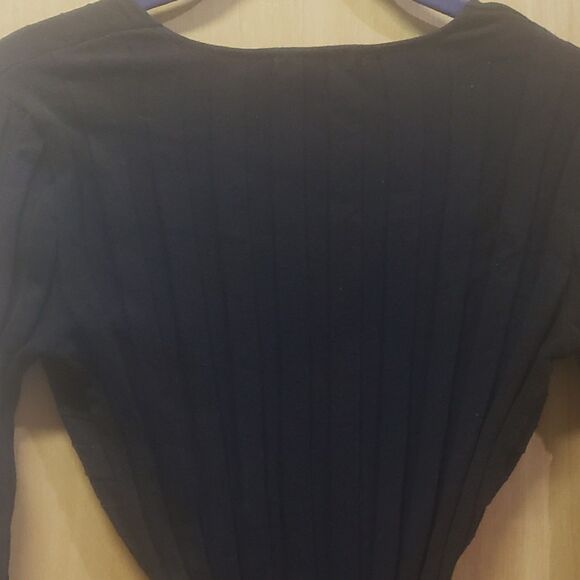 I.N.C. International Concepts Ribbed Surplice Pullover Sweater Black Sz XS III - Picture 4 of 5